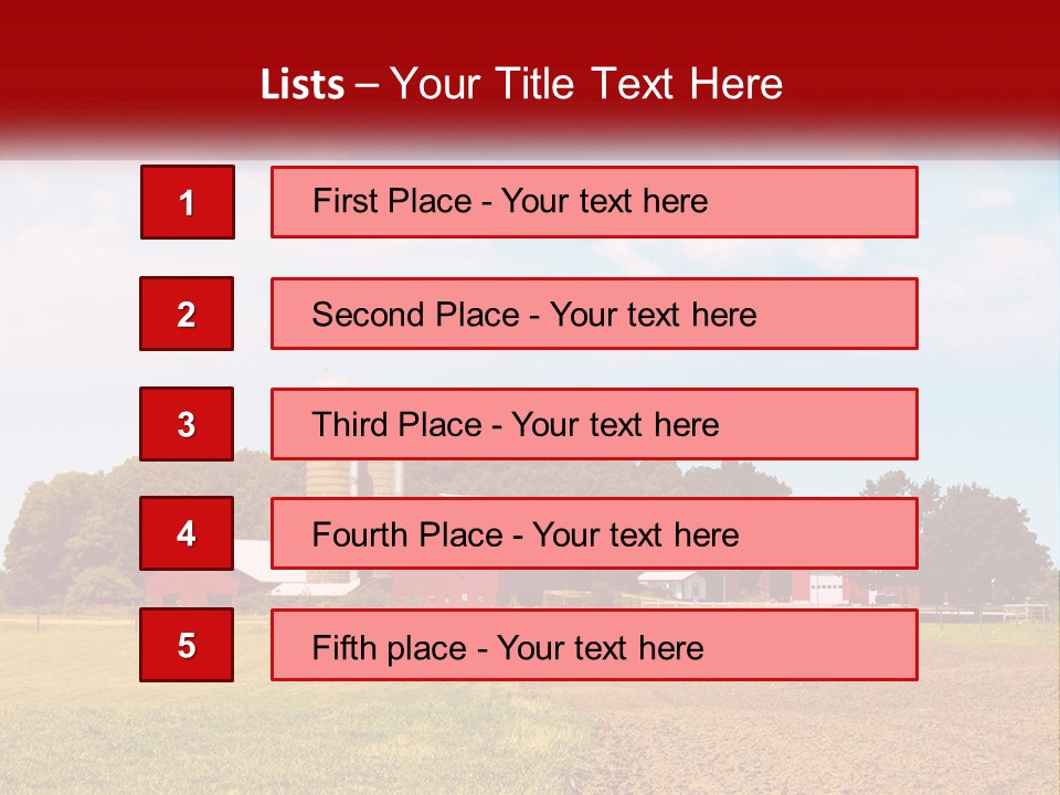 A Farm With A Red Barn And Silo In The Background PowerPoint Template
