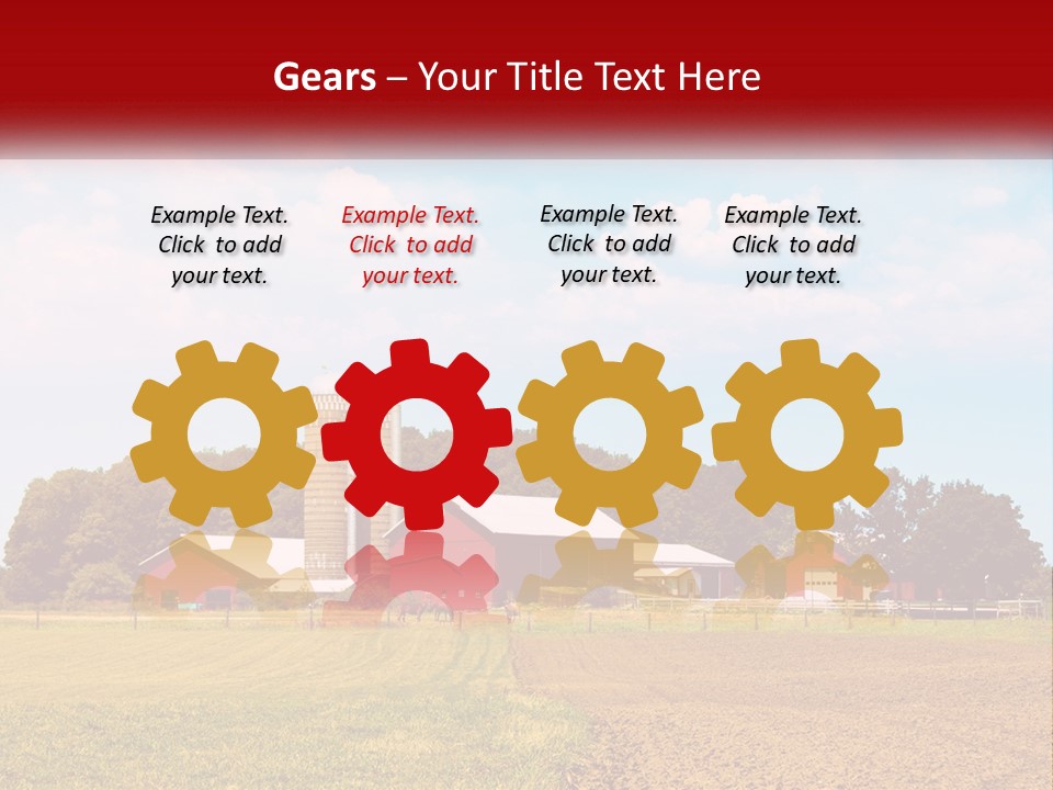 A Farm With A Red Barn And Silo In The Background PowerPoint Template