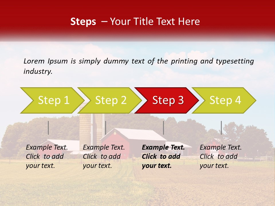 A Farm With A Red Barn And Silo In The Background PowerPoint Template