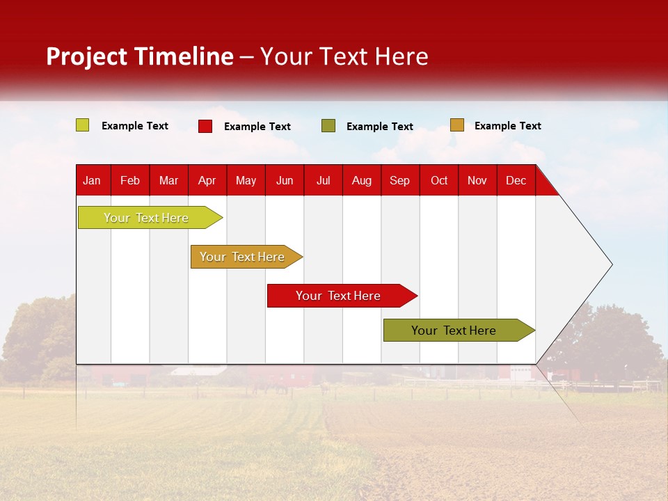 A Farm With A Red Barn And Silo In The Background PowerPoint Template