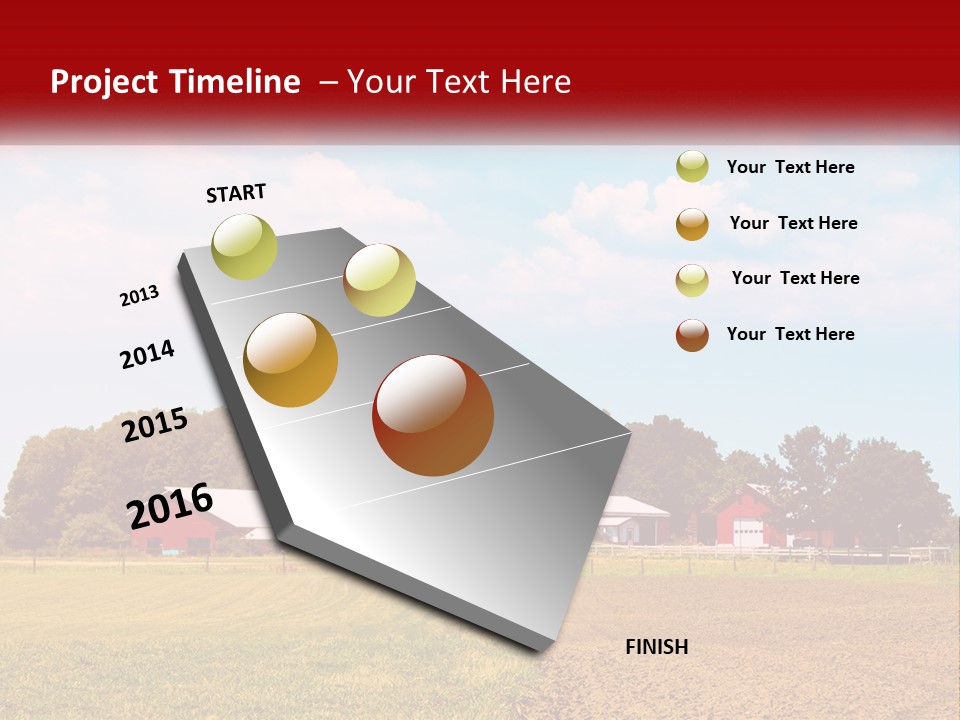 A Farm With A Red Barn And Silo In The Background PowerPoint Template