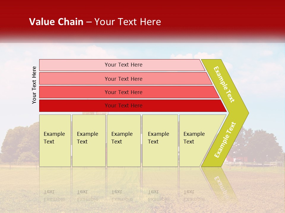 A Farm With A Red Barn And Silo In The Background PowerPoint Template