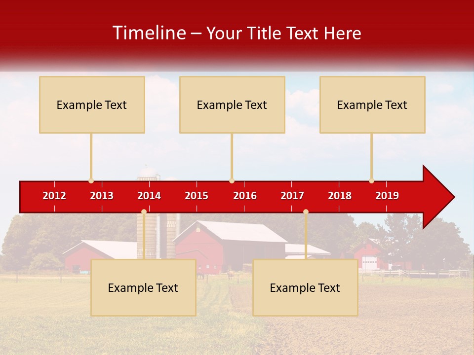 A Farm With A Red Barn And Silo In The Background PowerPoint Template