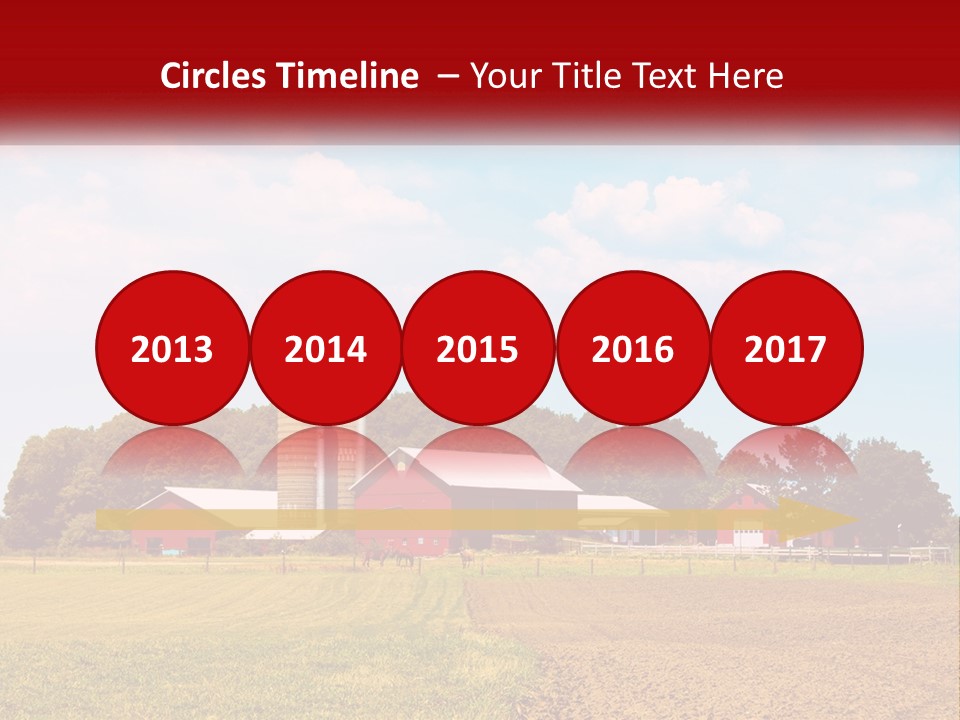 A Farm With A Red Barn And Silo In The Background PowerPoint Template