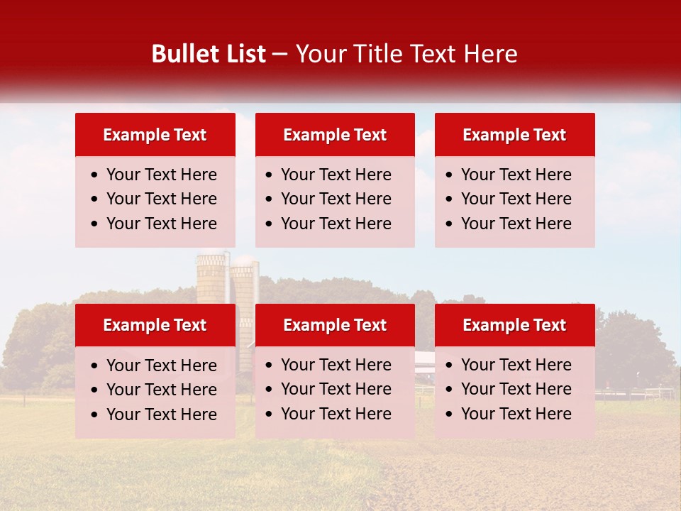 A Farm With A Red Barn And Silo In The Background PowerPoint Template