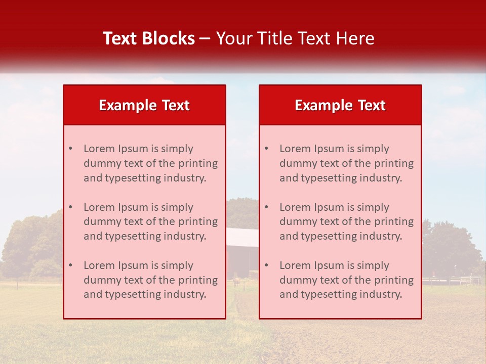 A Farm With A Red Barn And Silo In The Background PowerPoint Template