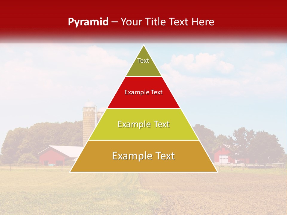 A Farm With A Red Barn And Silo In The Background PowerPoint Template
