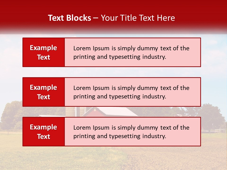 A Farm With A Red Barn And Silo In The Background PowerPoint Template