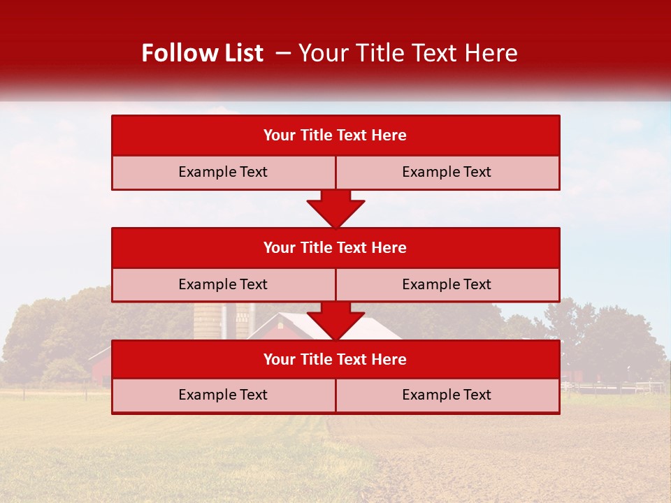 A Farm With A Red Barn And Silo In The Background PowerPoint Template