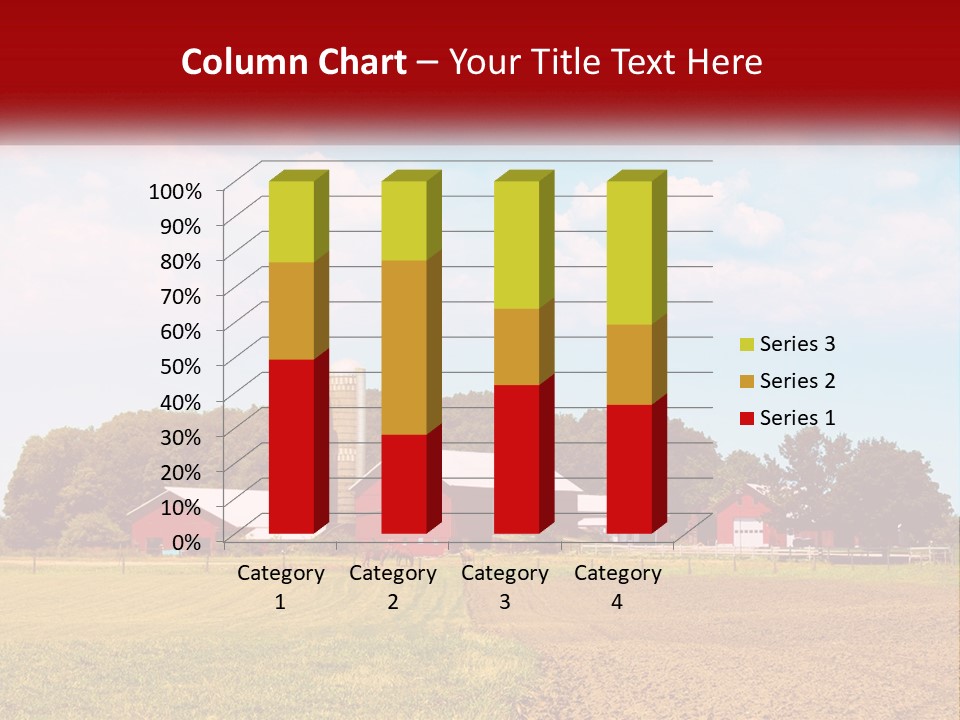A Farm With A Red Barn And Silo In The Background PowerPoint Template