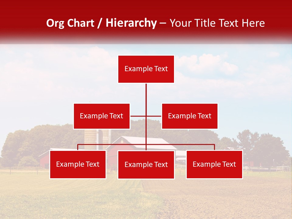 A Farm With A Red Barn And Silo In The Background PowerPoint Template