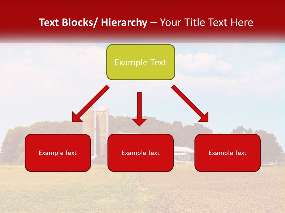 A Farm With A Red Barn And Silo In The Background PowerPoint Template