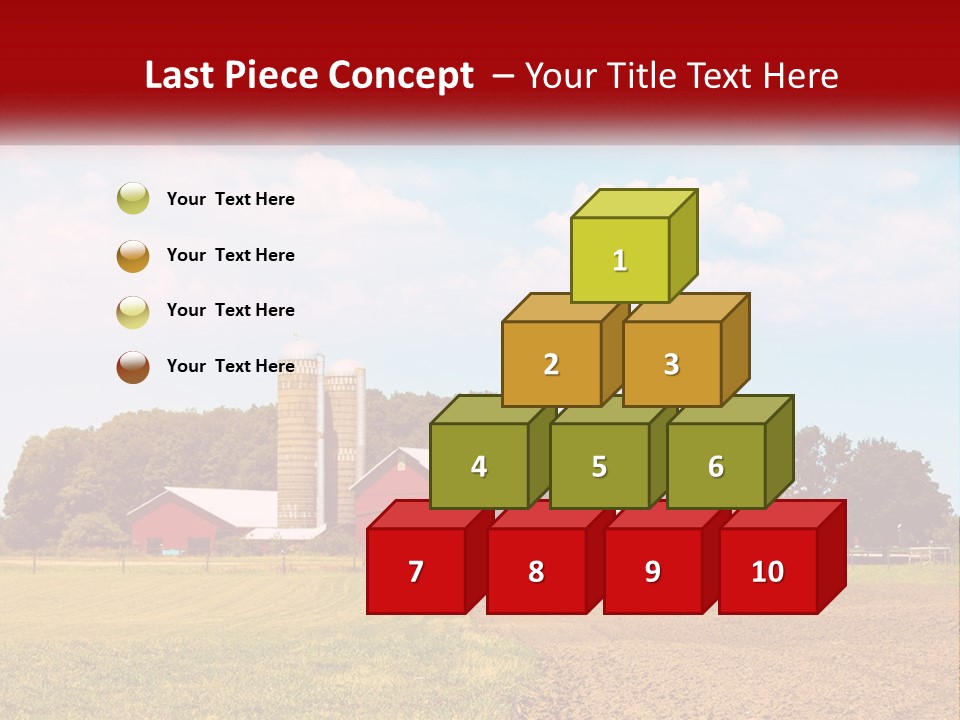 A Farm With A Red Barn And Silo In The Background PowerPoint Template