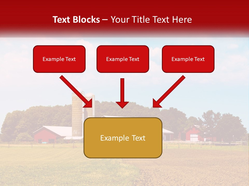A Farm With A Red Barn And Silo In The Background PowerPoint Template