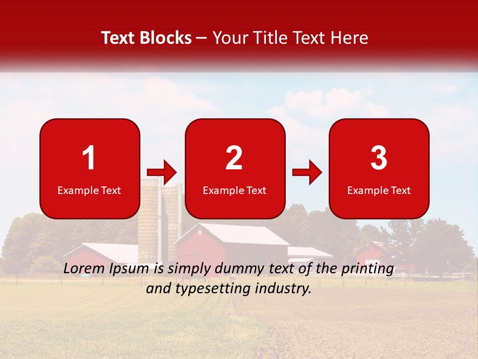 A Farm With A Red Barn And Silo In The Background PowerPoint Template