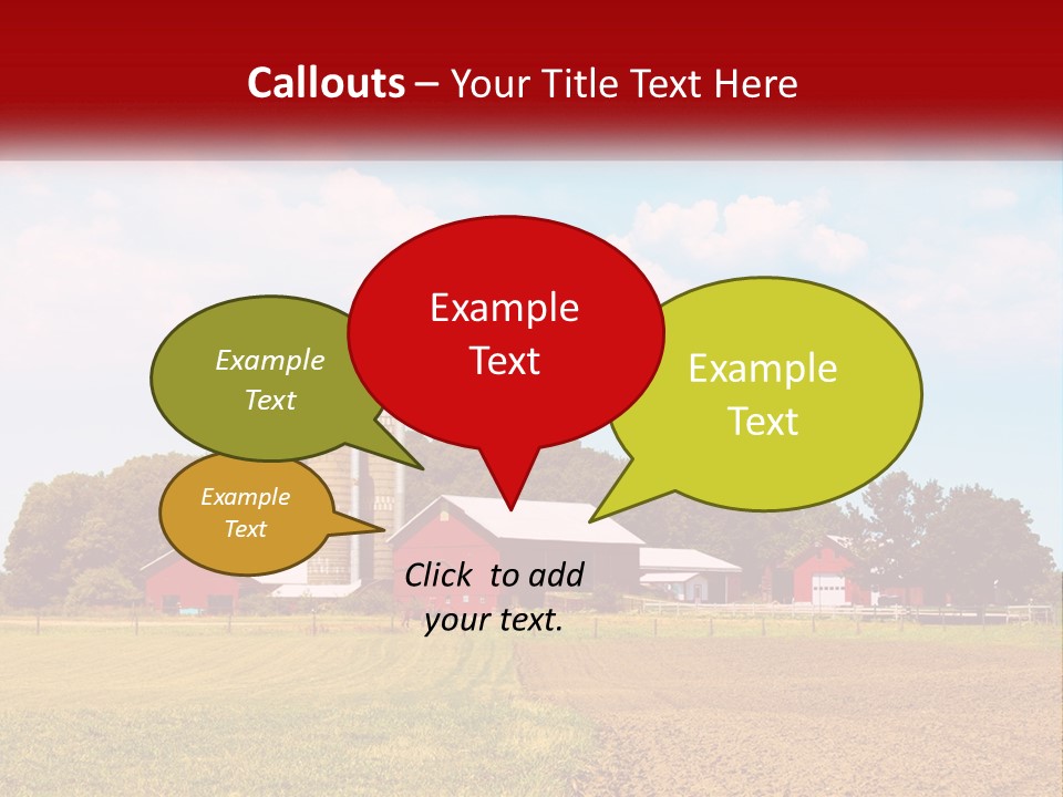 A Farm With A Red Barn And Silo In The Background PowerPoint Template