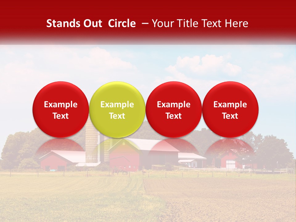 A Farm With A Red Barn And Silo In The Background PowerPoint Template