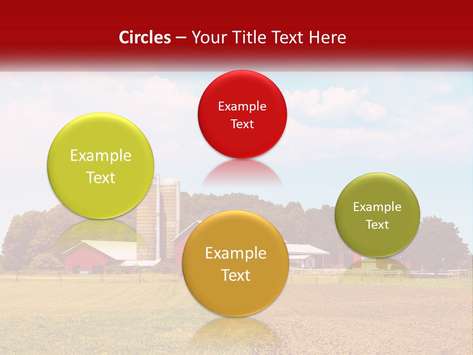 A Farm With A Red Barn And Silo In The Background PowerPoint Template
