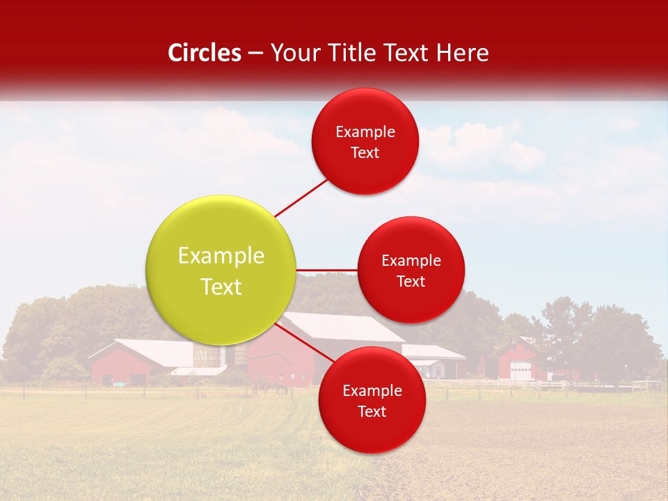 A Farm With A Red Barn And Silo In The Background PowerPoint Template