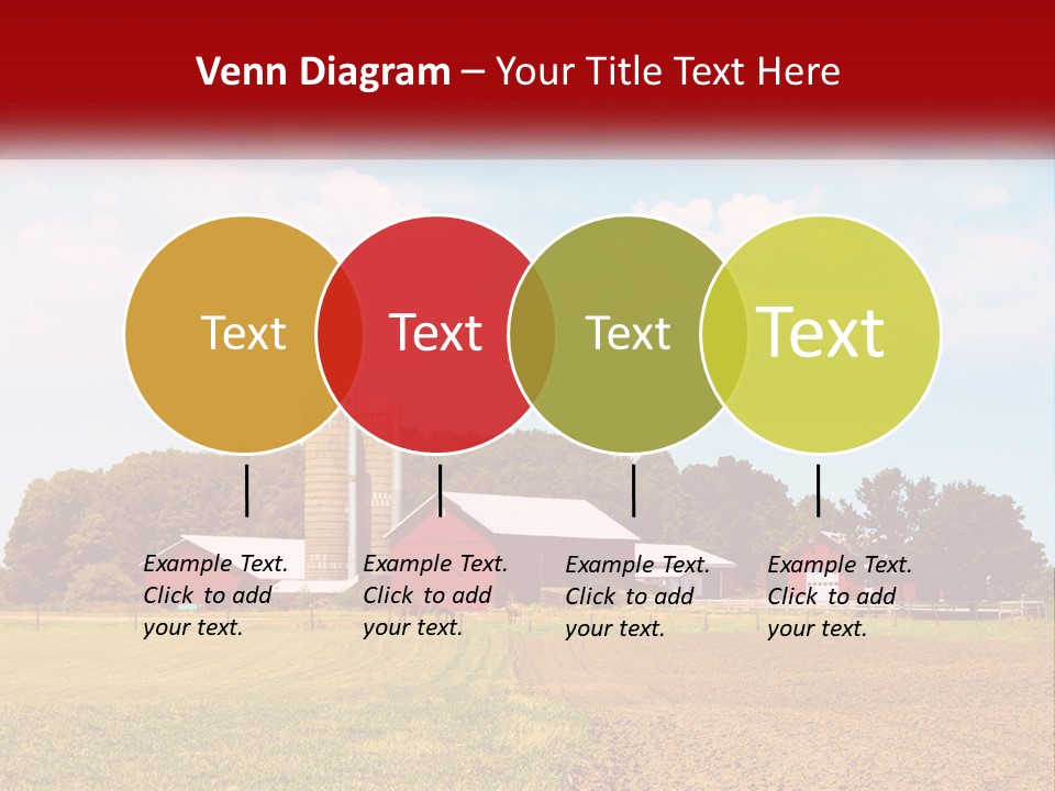 A Farm With A Red Barn And Silo In The Background PowerPoint Template