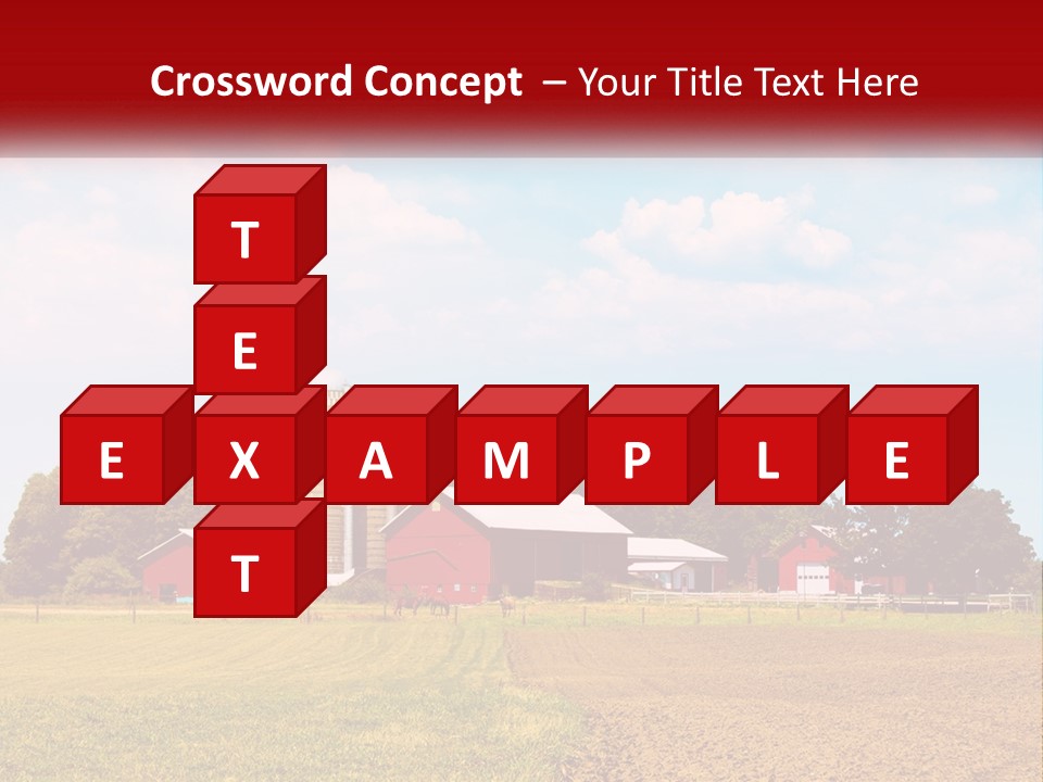 A Farm With A Red Barn And Silo In The Background PowerPoint Template