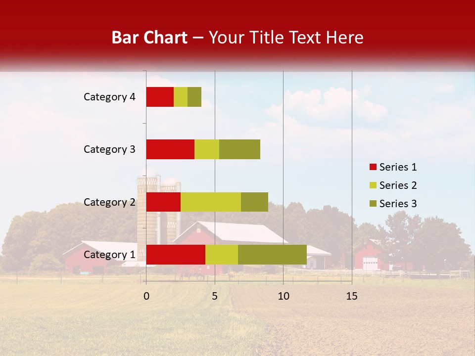 A Farm With A Red Barn And Silo In The Background PowerPoint Template