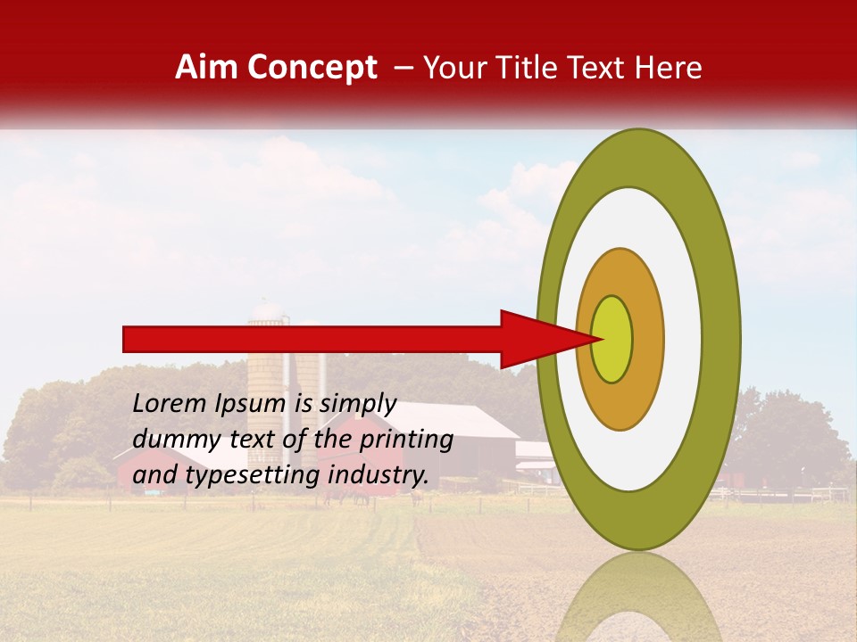 A Farm With A Red Barn And Silo In The Background PowerPoint Template