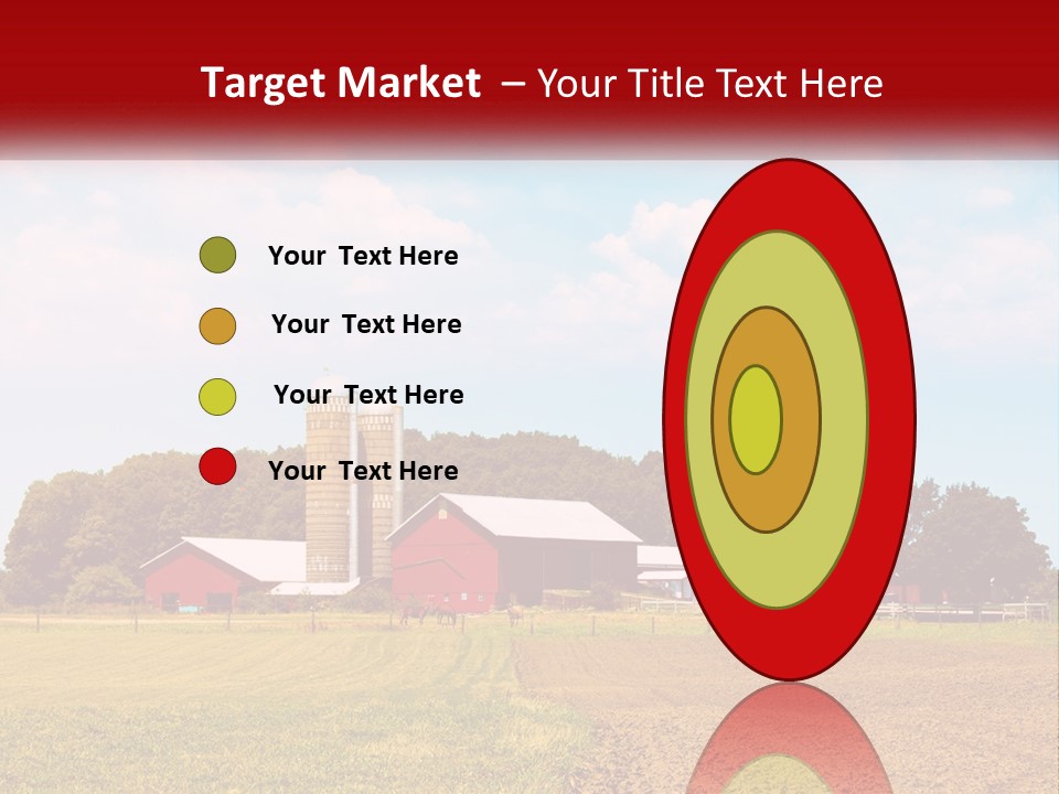 A Farm With A Red Barn And Silo In The Background PowerPoint Template