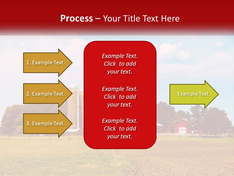 A Farm With A Red Barn And Silo In The Background PowerPoint Template