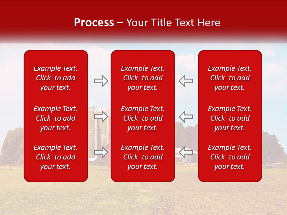 A Farm With A Red Barn And Silo In The Background PowerPoint Template