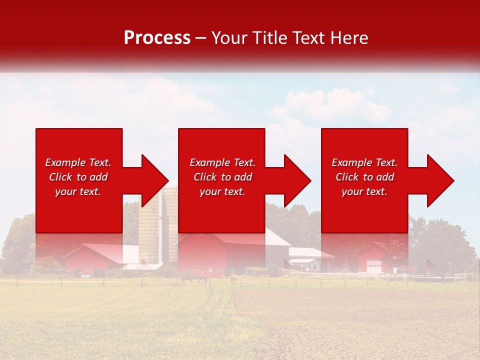 A Farm With A Red Barn And Silo In The Background PowerPoint Template