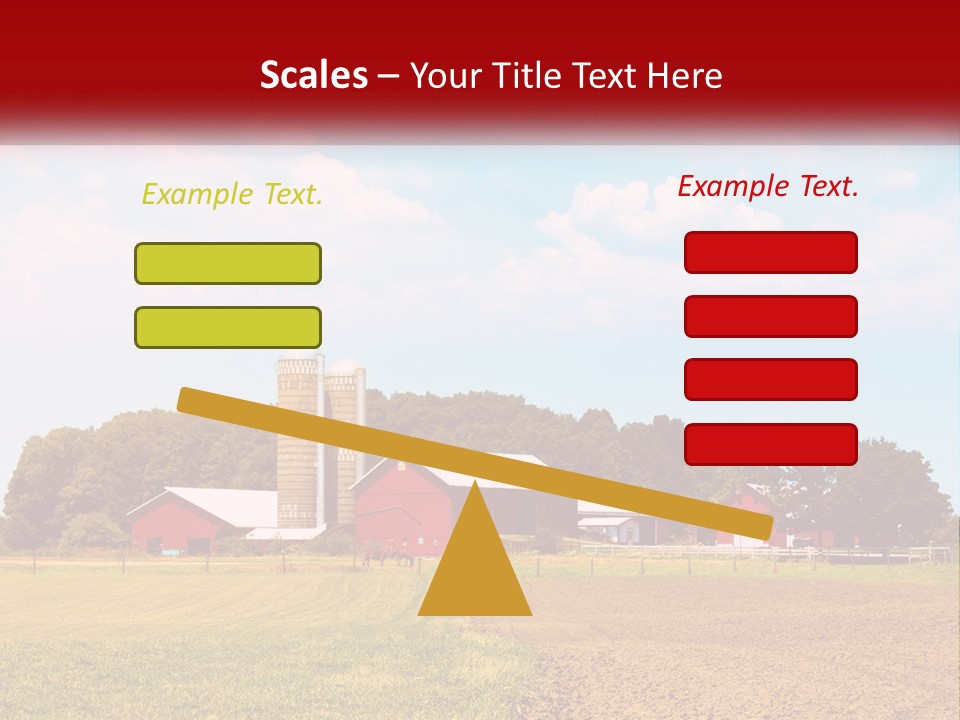 A Farm With A Red Barn And Silo In The Background PowerPoint Template