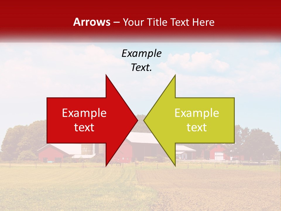 A Farm With A Red Barn And Silo In The Background PowerPoint Template