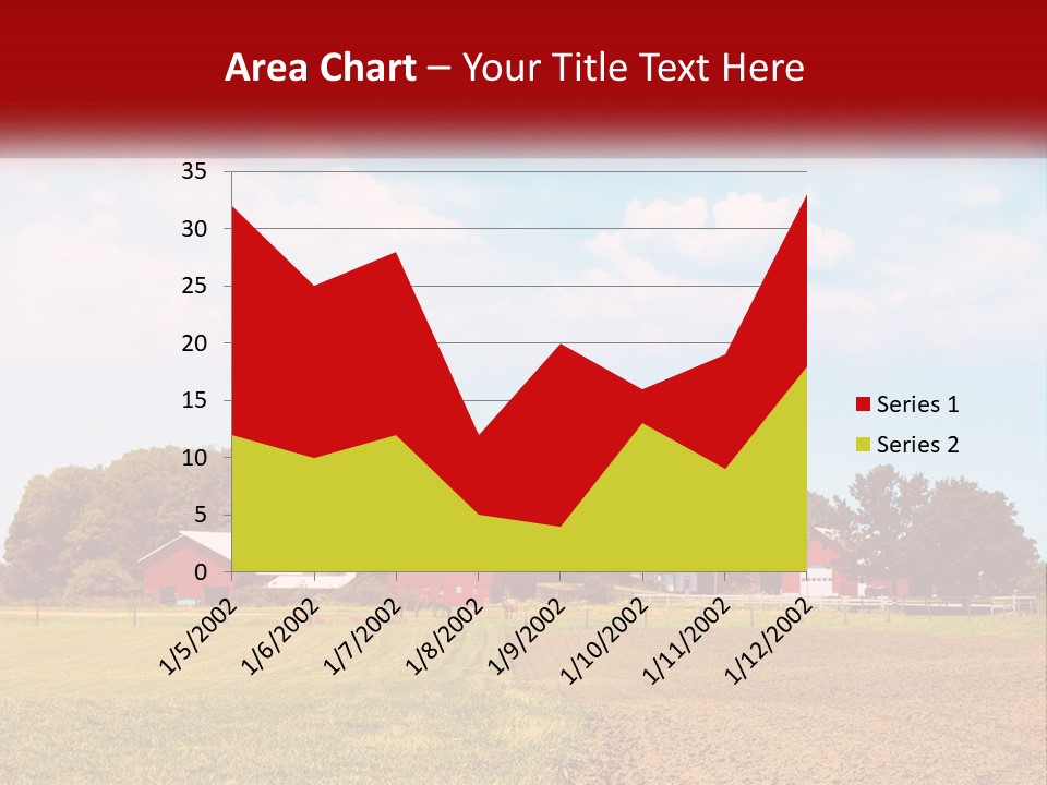 A Farm With A Red Barn And Silo In The Background PowerPoint Template