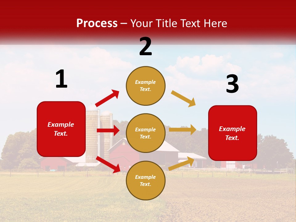 A Farm With A Red Barn And Silo In The Background PowerPoint Template