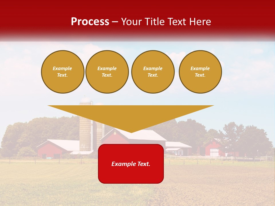 A Farm With A Red Barn And Silo In The Background PowerPoint Template