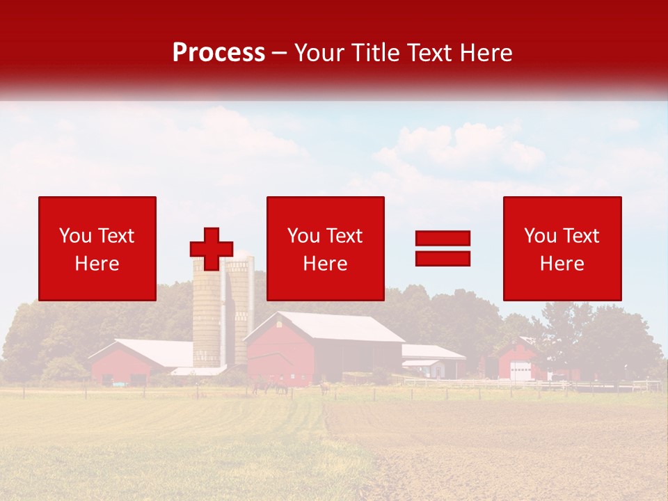 A Farm With A Red Barn And Silo In The Background PowerPoint Template
