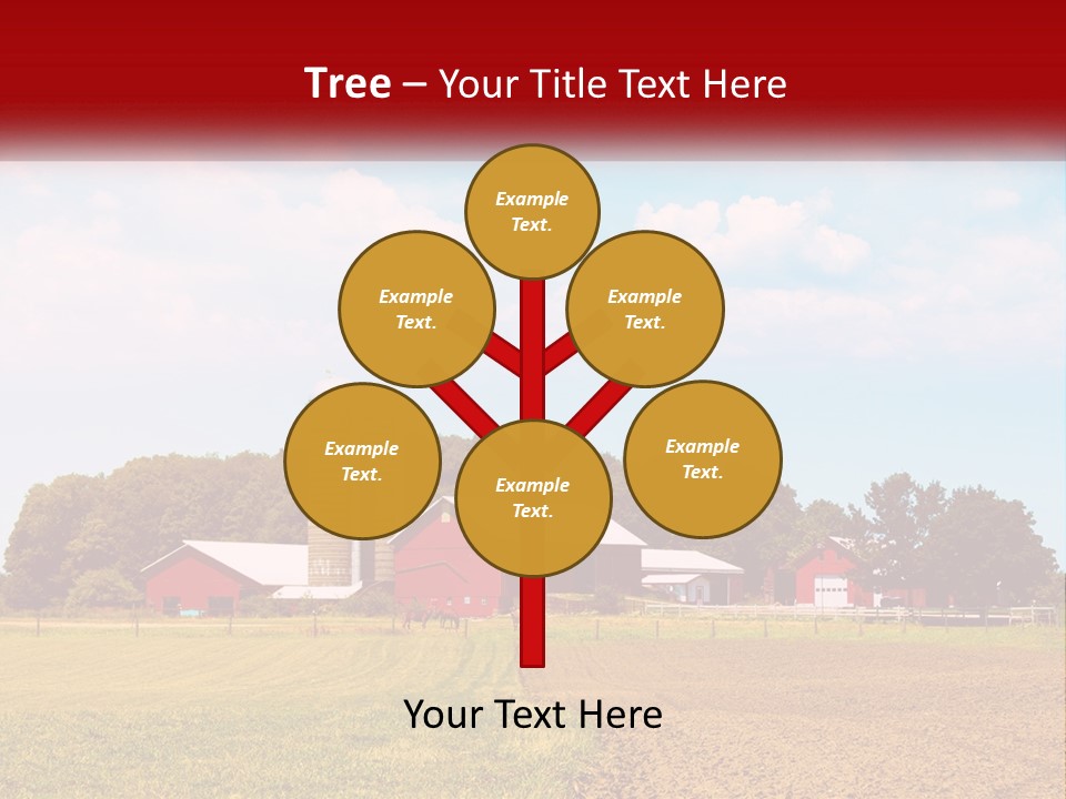 A Farm With A Red Barn And Silo In The Background PowerPoint Template