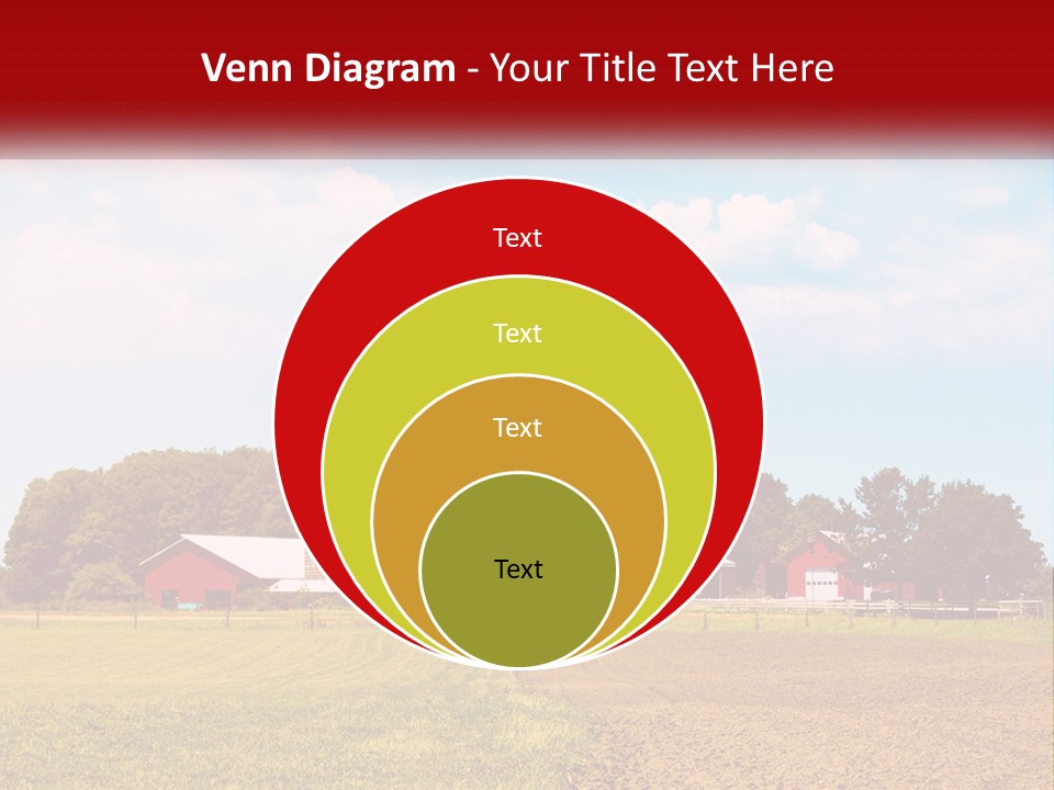 A Farm With A Red Barn And Silo In The Background PowerPoint Template