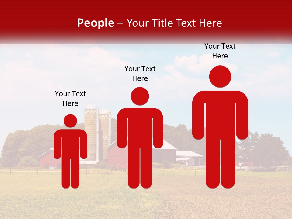 A Farm With A Red Barn And Silo In The Background PowerPoint Template