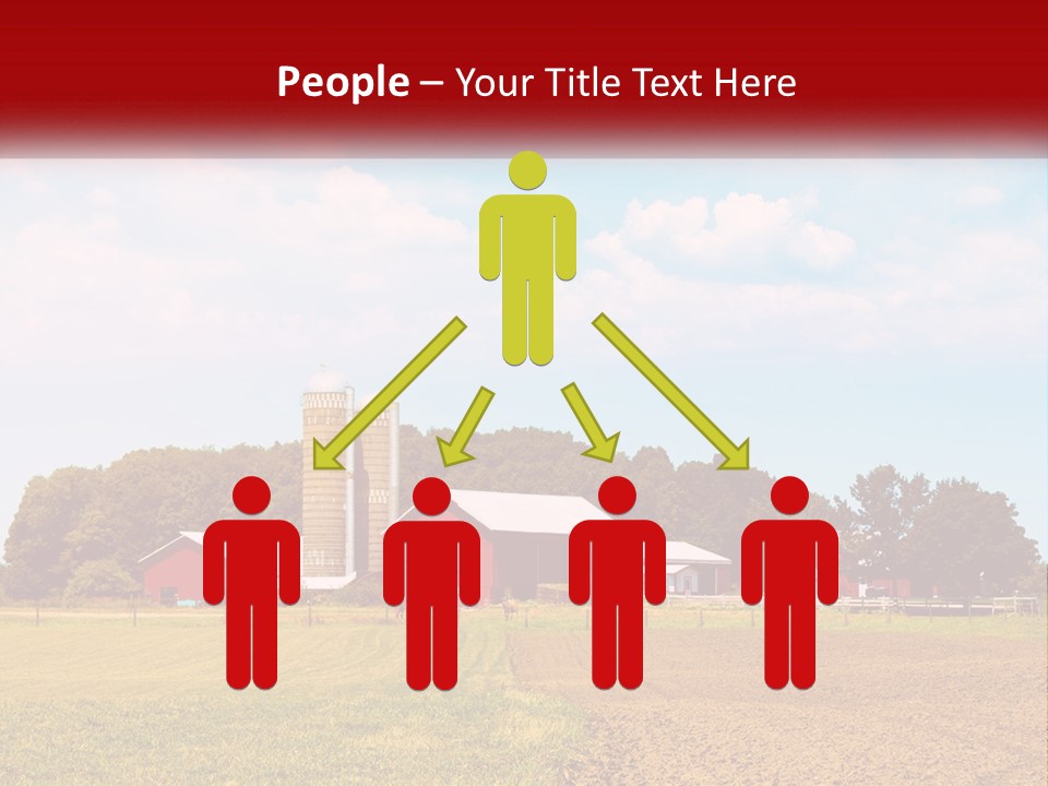 A Farm With A Red Barn And Silo In The Background PowerPoint Template