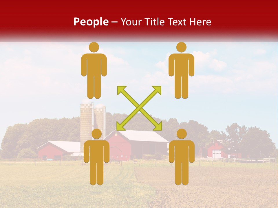 A Farm With A Red Barn And Silo In The Background PowerPoint Template