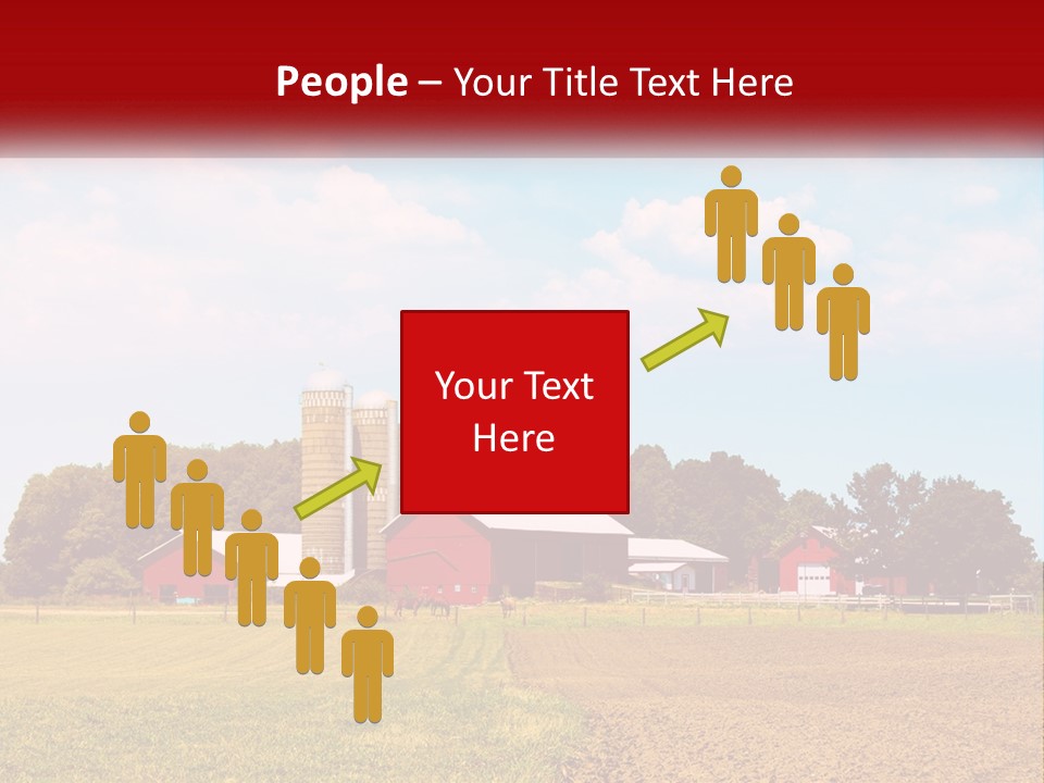 A Farm With A Red Barn And Silo In The Background PowerPoint Template