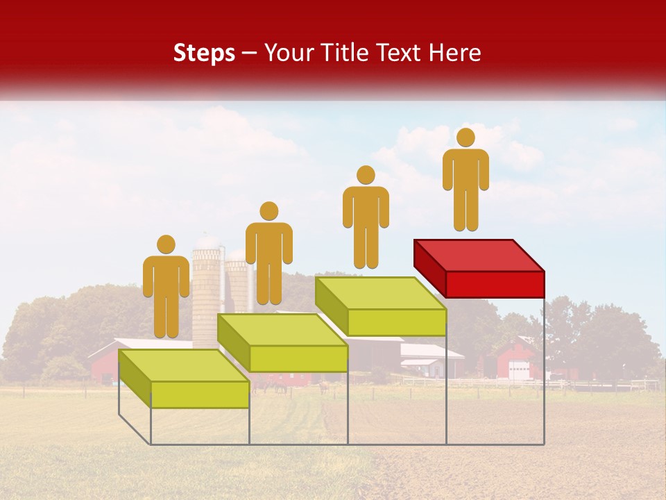 A Farm With A Red Barn And Silo In The Background PowerPoint Template