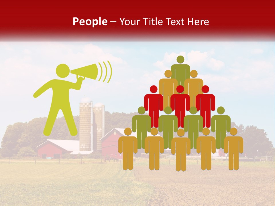 A Farm With A Red Barn And Silo In The Background PowerPoint Template