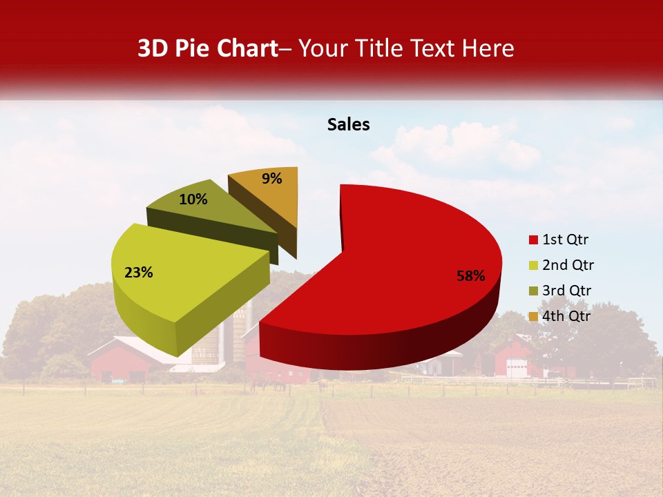 A Farm With A Red Barn And Silo In The Background PowerPoint Template