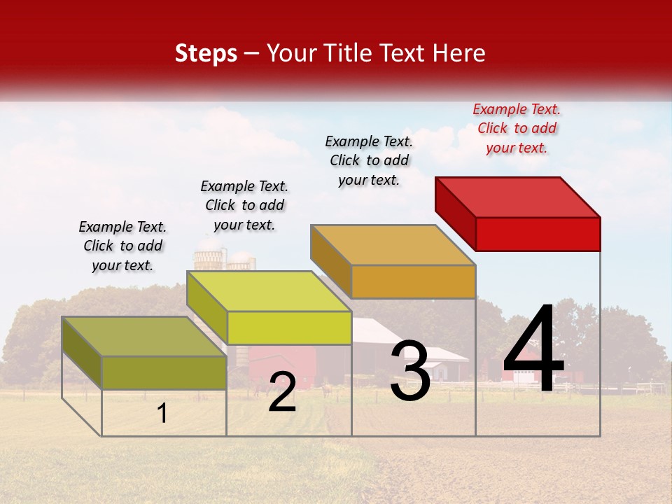A Farm With A Red Barn And Silo In The Background PowerPoint Template