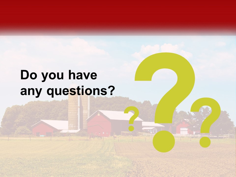A Farm With A Red Barn And Silo In The Background PowerPoint Template
