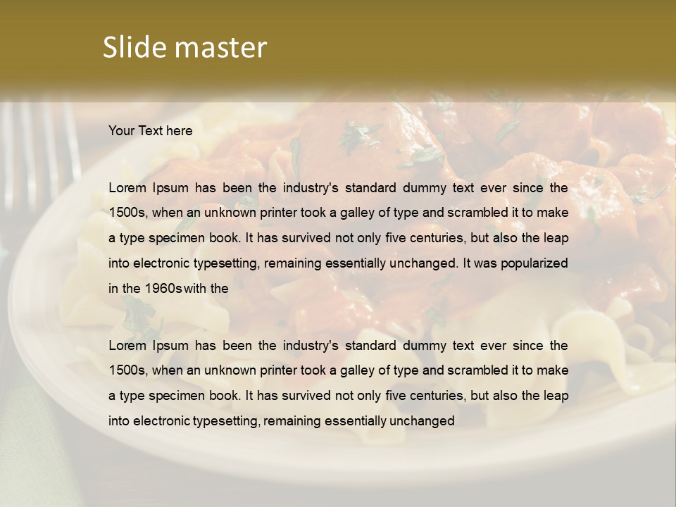 A White Plate Topped With Pasta Covered In Sauce PowerPoint Template