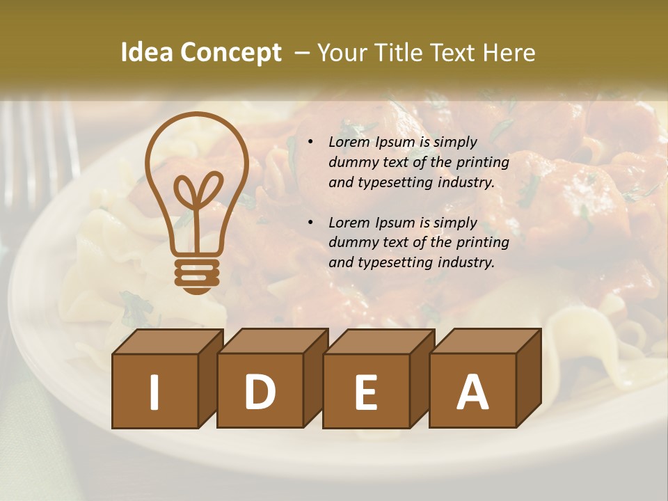 A White Plate Topped With Pasta Covered In Sauce PowerPoint Template